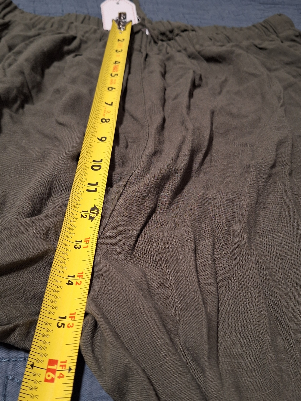 Women's Boho Olive Green Wide-Leg Drawstring Pants Size XL - Picture 10 of 11